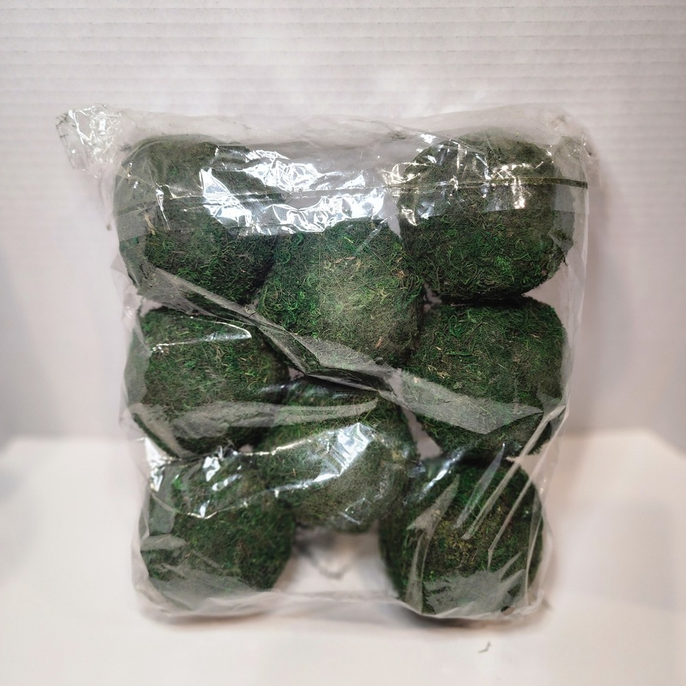 Decorative Moss Balls Set of 8 3.5" Green Topiary Spheres Farmhouse Bowl Filler - Picture 4 of 4